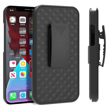 iPhone 13 Hybrid Cover med Bælteklips - Sort