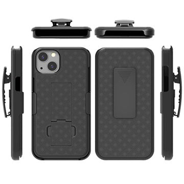 iPhone 13 Hybrid Cover med Bælteklips - Sort
