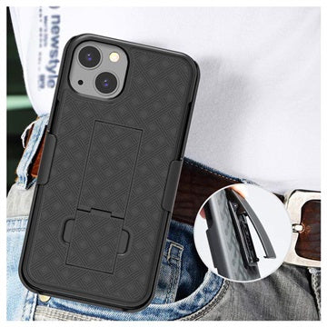 iPhone 13 Hybrid Cover med Bælteklips - Sort