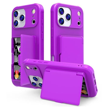 iPhone 17 Pro Max Hybrid Cover med Spejl og Kortholder - Lilla
