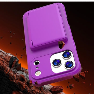 iPhone 17 Pro Max Hybrid Cover med Spejl og Kortholder - Lilla