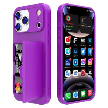 iPhone 17 Pro Max Hybrid Cover med Spejl og Kortholder - Lilla