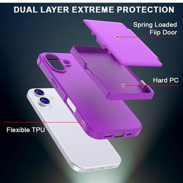 iPhone 17 Hybrid Cover med Spejl og Kortholder - Lilla