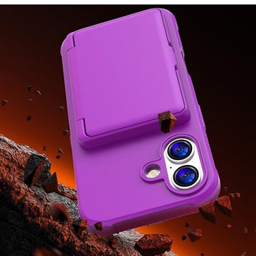 iPhone 17 Hybrid Cover med Spejl og Kortholder - Lilla