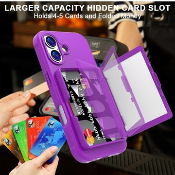 iPhone 17 Hybrid Cover med Spejl og Kortholder - Lilla