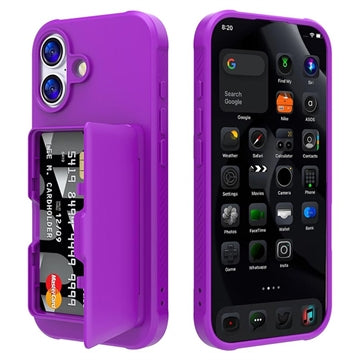 iPhone 17 Hybrid Cover med Spejl og Kortholder - Lilla
