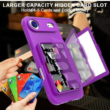 iPhone Air Hybrid Cover med Spejl og Kortholder - Lilla