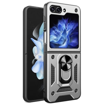Samsung Galaxy Z Flip6/Z Flip7 FE Hybrid Cover med Ring Holder - Sølv