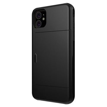 iPhone 11 Hybrid Cover med Glidende Kortslot - Sort