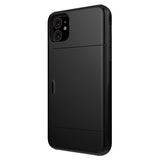 iPhone 11 Hybrid Cover med Glidende Kortslot - Sort