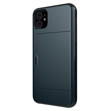 iPhone 11 Hybrid Cover med Glidende Kortslot - Mørkeblå