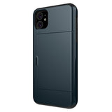 iPhone 11 Hybrid Cover med Glidende Kortslot - Mørkeblå