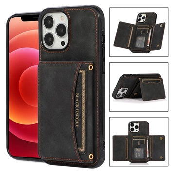 iPhone 14 Hybrid Cover med Pung - Sort