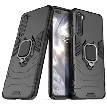 OnePlus Nord Hybrid Cover med Ring Holder - Sort