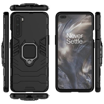 OnePlus Nord Hybrid Cover med Ring Holder - Sort