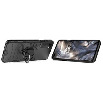 OnePlus Nord Hybrid Cover med Ring Holder - Sort