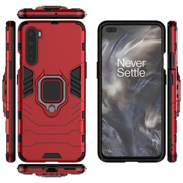 OnePlus Nord Hybrid Cover med Ring Holder - Rød