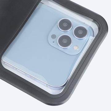 IPX8 vandtæt PVC-telefonpose til mobiltelefoner under 9,5 tommer med to lag og forseglet tør taske med strop - sort