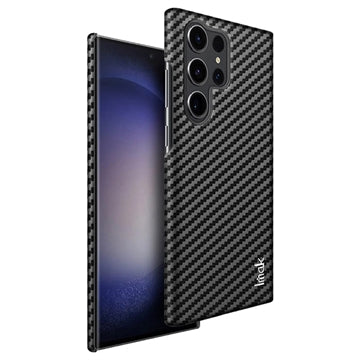 Imak Ruiyi Samsung Galaxy S23 Ultra 5G Belagt Cover - Karbonfiber - Sort
