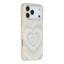 iPhone 17 Pro Max Jaucase magnetisk hybrid-cover med hjertemønster - hvid