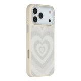 iPhone 17 Pro Max Jaucase magnetisk hybrid-cover med hjertemønster - hvid