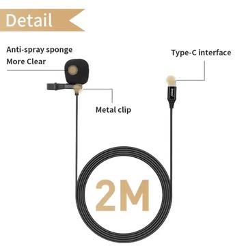 Jmary MC-R2 Mikrofon Clip on til iOS/Android med USB-C