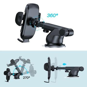 Joyroom JR-ZS259 Teleskopisk bilholder - instrumentbræt-/rudeholder - 4.7"-6.9" - Sort