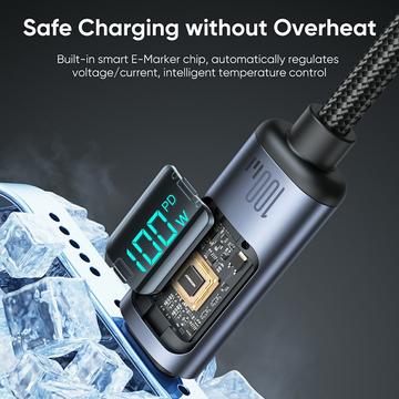 Joyroom S-CC100A16 Prisme digital skærm USB-C kabel - 100W - sort