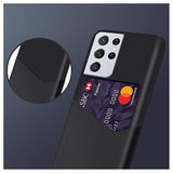 KSQ Samsung Galaxy S21 Ultra 5G Cover med Kort Lomme - Sort