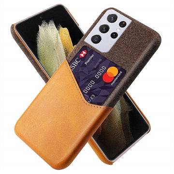 KSQ Samsung Galaxy S21 Ultra 5G Cover med Kort Lomme - Kaffe