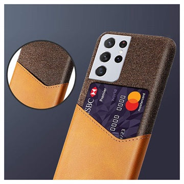 KSQ Samsung Galaxy S21 Ultra 5G Cover med Kort Lomme - Kaffe