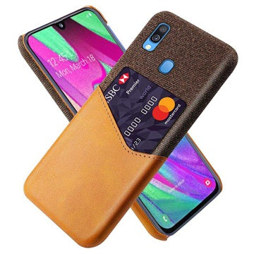 KSQ Samsung Galaxy A40 Cover med Kort Lomme - Kaffe