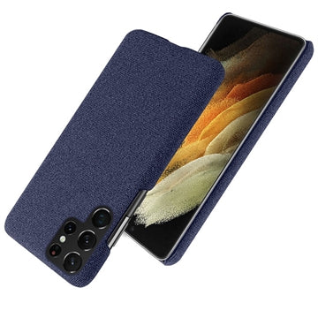 KSQ Stofbelagt Samsung Galaxy S22 Ultra 5G Plastikcover - Blå