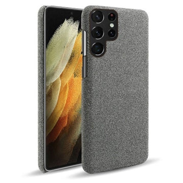 KSQ Stofbelagt Samsung Galaxy S22 Ultra 5G Plastikcover - Grå