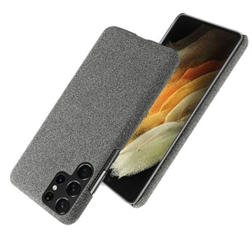 KSQ Stofbelagt Samsung Galaxy S22 Ultra 5G Plastikcover - Grå