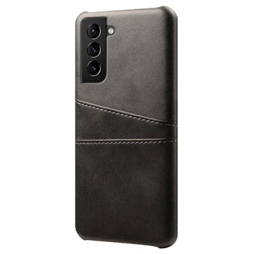 Samsung Galaxy S22 5G KSQ Belagt Plastikcover med Kortlommer - Sort