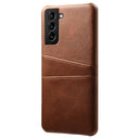 Samsung Galaxy S22 5G KSQ Belagt Plastikcover med Kortlommer - Brun