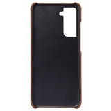Samsung Galaxy S22 5G KSQ Belagt Plastikcover med Kortlommer - Brun