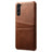 Samsung Galaxy S23 5G KSQ Belagt Plastikcover med Kortlommer - Brun