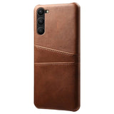 Samsung Galaxy S23 5G KSQ Belagt Plastikcover med Kortlommer - Brun