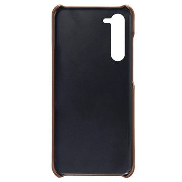 Samsung Galaxy S23 5G KSQ Belagt Plastikcover med Kortlommer - Brun