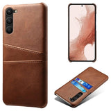 Samsung Galaxy S23 5G KSQ Belagt Plastikcover med Kortlommer - Brun