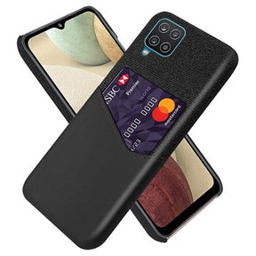 KSQ Samsung Galaxy A12 Cover med Kort Lomme - Sort