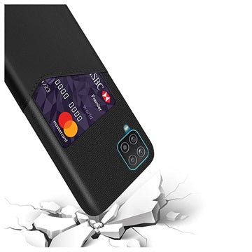 KSQ Samsung Galaxy A12 Cover med Kort Lomme - Sort