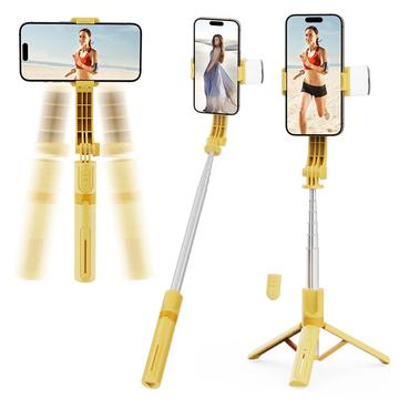KT08 gimbal-stabilisator med stativ og magnetisk fyldlys - gul