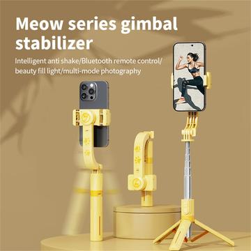 KT08 gimbal-stabilisator med stativ og magnetisk fyldlys - gul