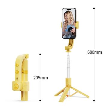 KT08 gimbal-stabilisator med stativ og magnetisk fyldlys - gul