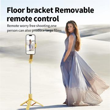 KT08 gimbal-stabilisator med stativ og magnetisk fyldlys - gul
