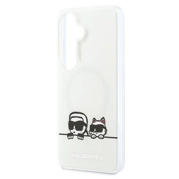 Samsung Galaxy S26+ Karl Lagerfeld IML Karl&Choupette Peekaboo Logo magnetisk cover - hvid