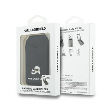 Karl Lagerfeld Karl & Choupette magnetisk kortholder med stativ og spejl - sort
